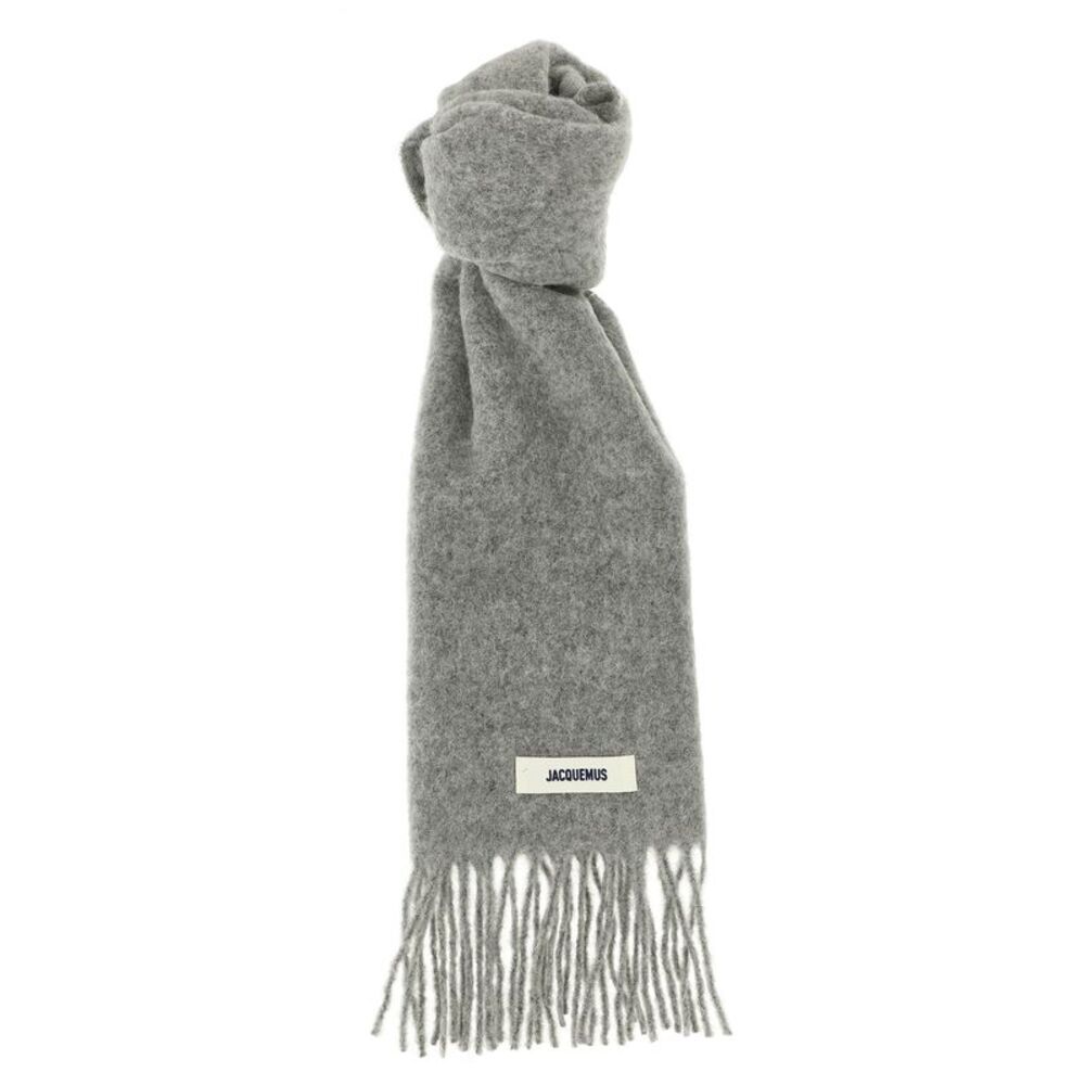 Jacquemus Gray Alpaca Leather Men's Foulard